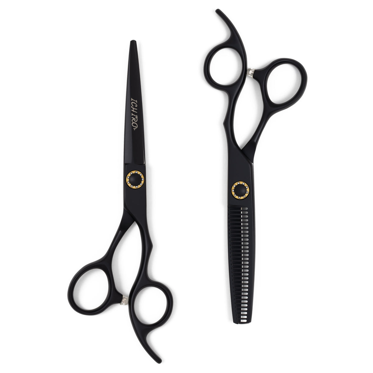 Set di forbici da parrucchiere nero opaco Ichiro - Japan Scissors USA